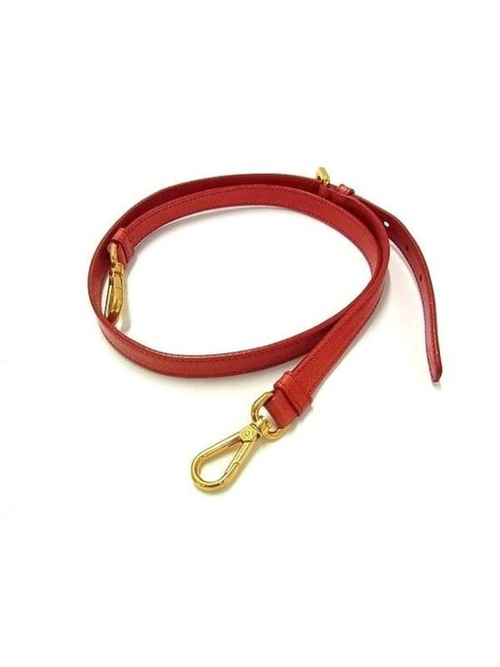 Prada Leather Back Shoulder Strap Belt Crossbody Red Gold